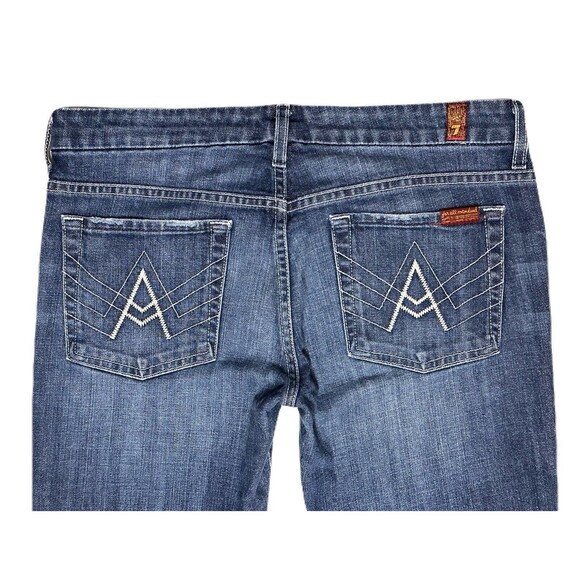 7 For All Mankind Womens 28 A-Pocket Bootcut Medium Wash Jeans EUC 32x30 Y2K - Picture 5 of 7